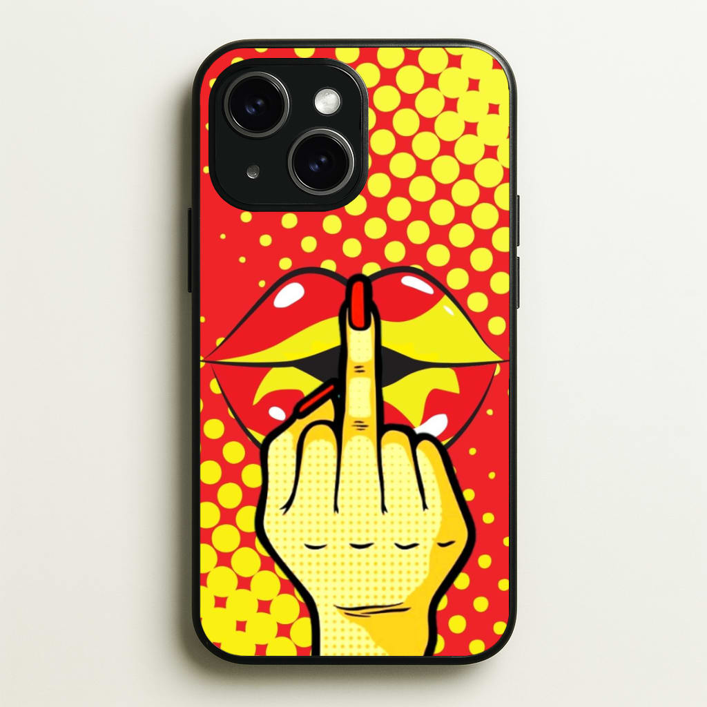 Middle Finger Kiss - Pop Art Phone Case - iPhone 15 / Standard