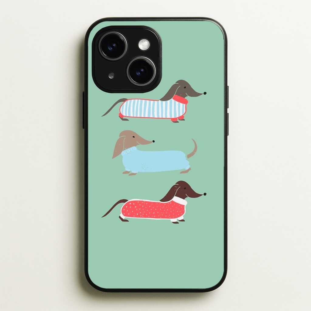 Sausage Dogs in Jumpers Phone Case - iPhone 15 / Standard
