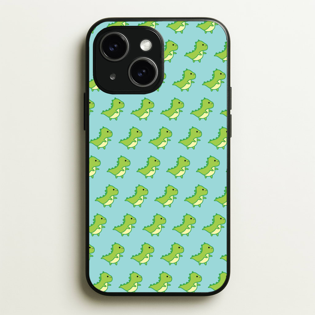 Green Dinosaurs Pattern - Dinosaurs Phone Case - iPhone 15 / Standard