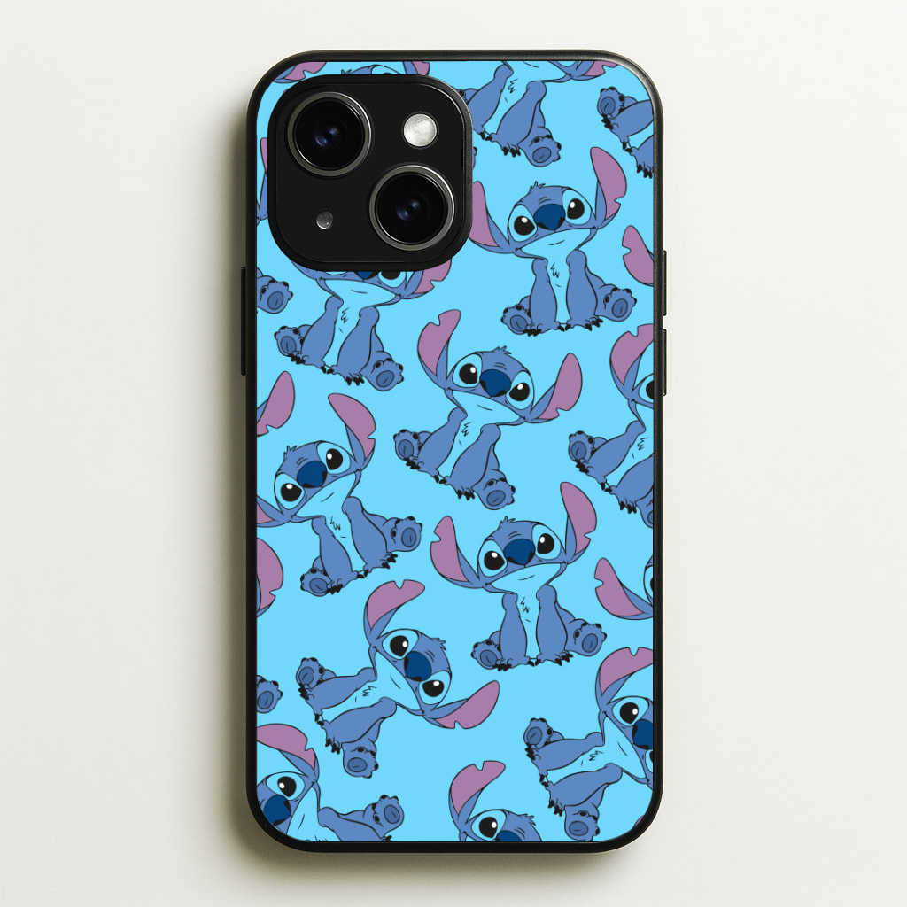 Cute Alien Blue Pattern Phone Case - iPhone 15 / Standard