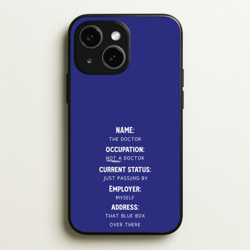 Name And Occupation - Doctor Who Phone Case - iPhone 15 / Standard