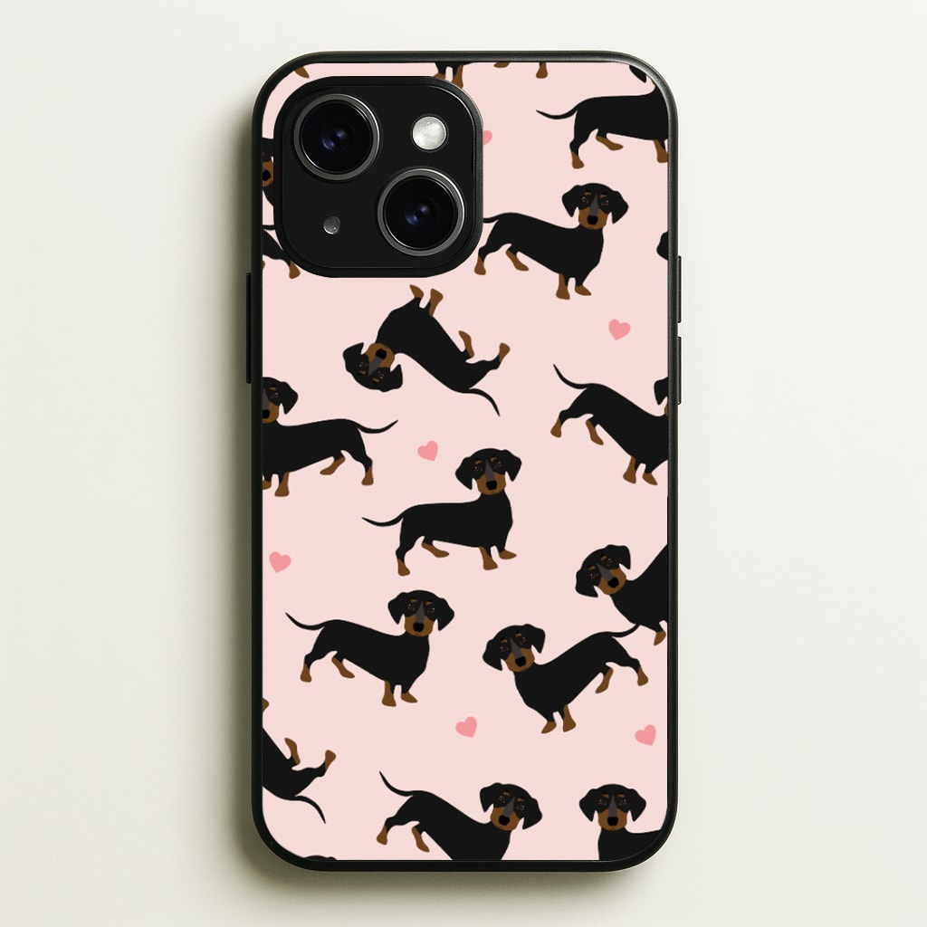 Heart Dachshund - Dog Pattern Phone Case - iPhone 15 / Standard