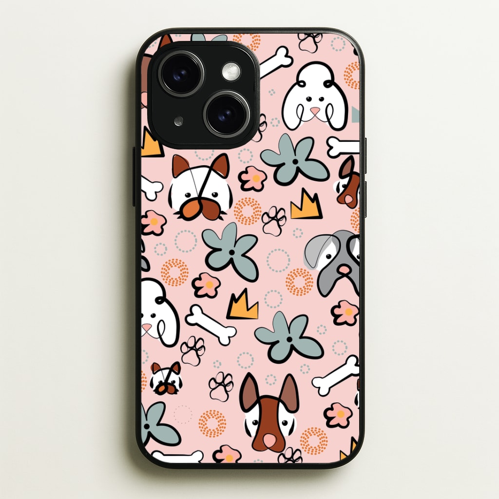 Bones and dogs - Dog Patterns Phone Case - iPhone 15 / Standard