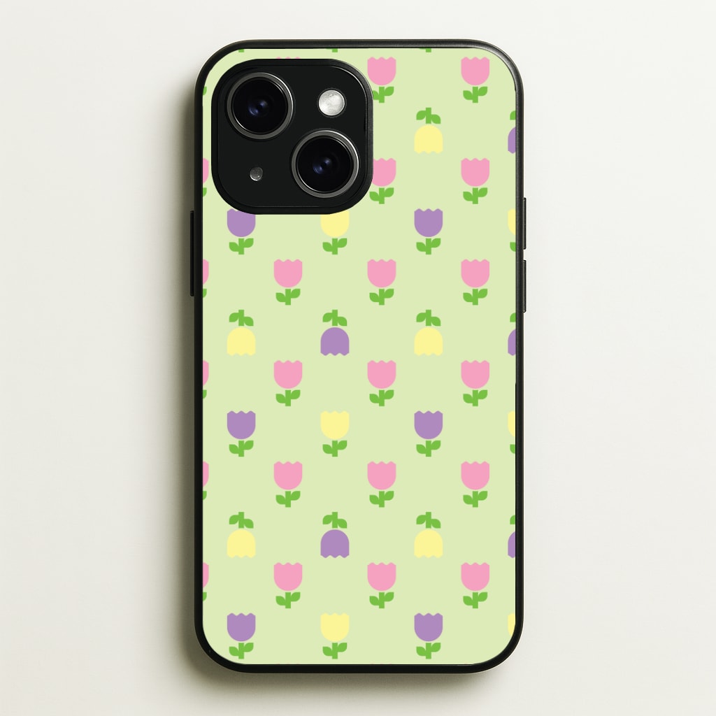 Pastel Tulips Pattern Phone Case - iPhone 15 / Standard