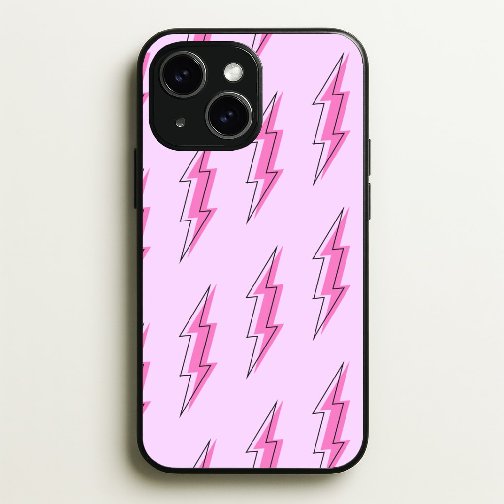 Pink Lightning - Eighties Phone Case - iPhone 15 / Standard
