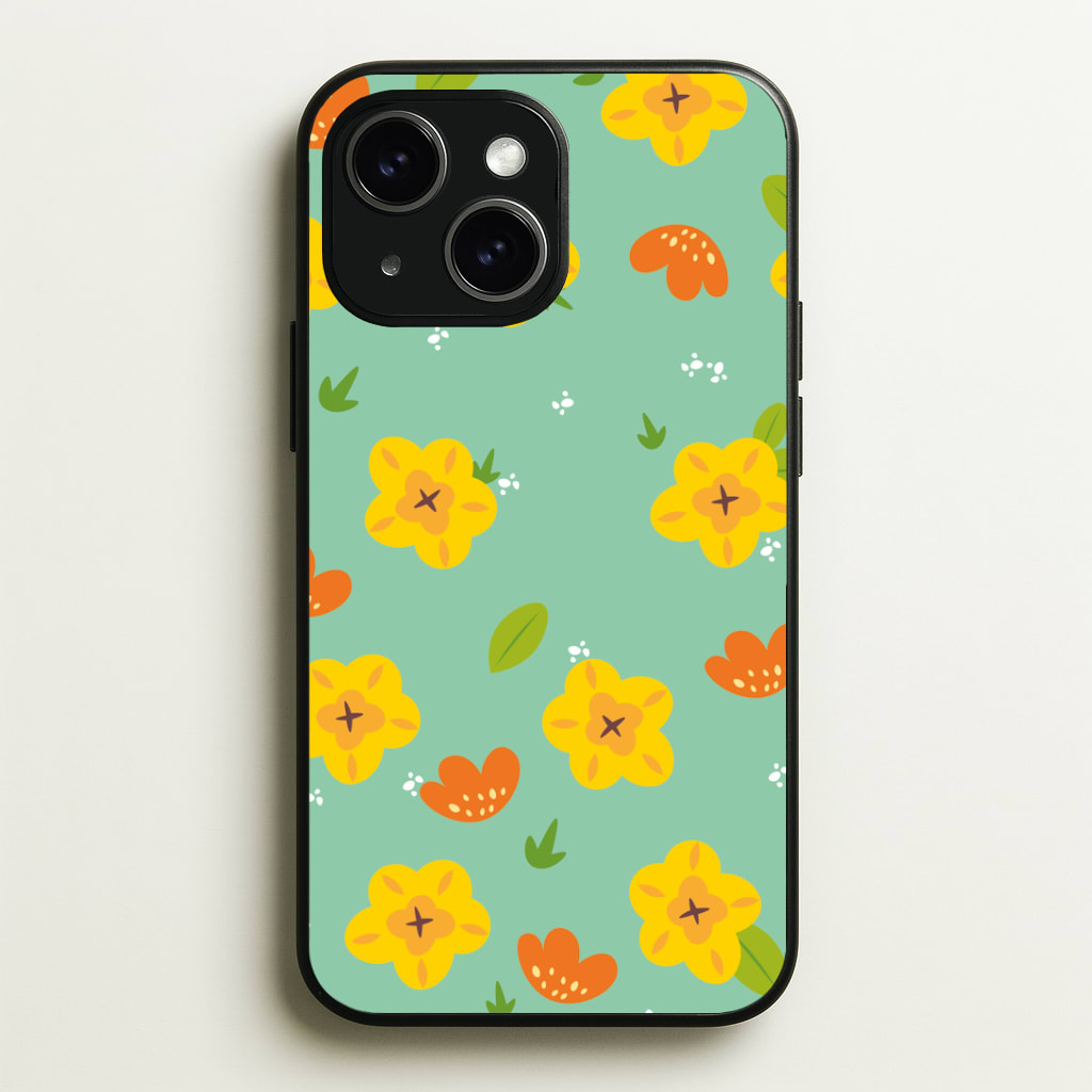 Yellow And Orange Pattern - Floral Phone Case - iPhone 15 / Standard