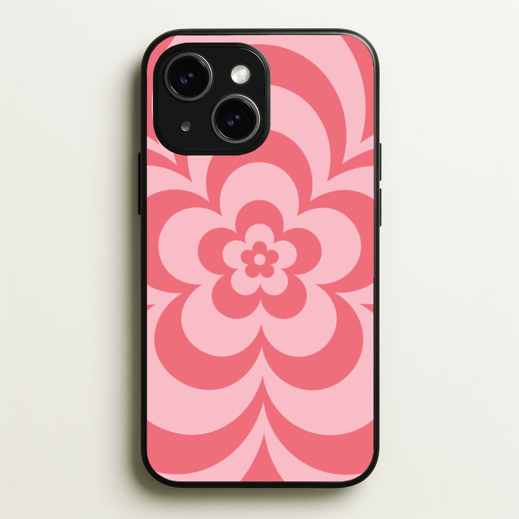 Pink Abstract Flower Pattern Phone Case - iPhone 15 / Standard
