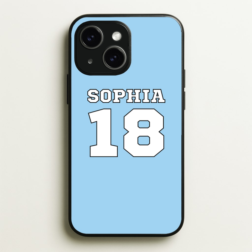 Light Blue - Personalised Football Phone Case - iPhone 15 / Standard