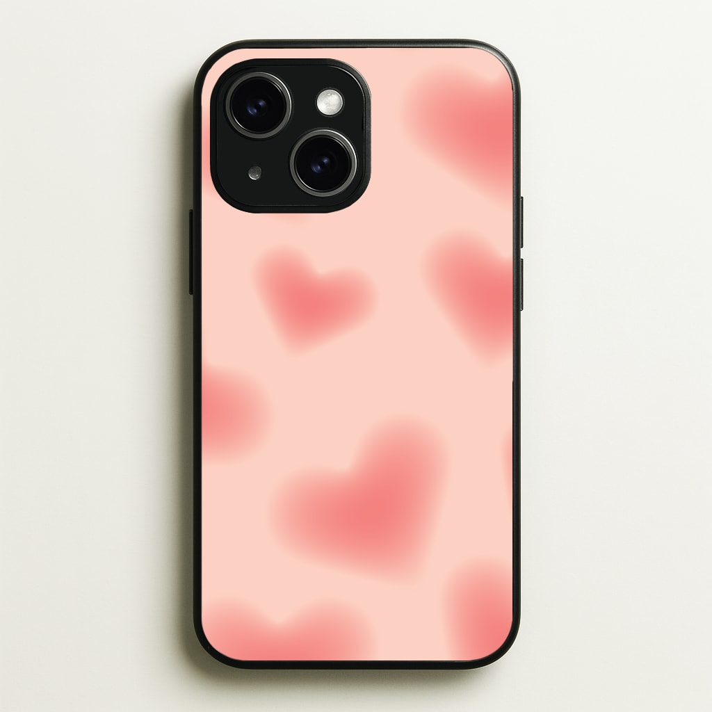 Gradient Red Hearts Pattern Phone Case - iPhone 15 / Standard
