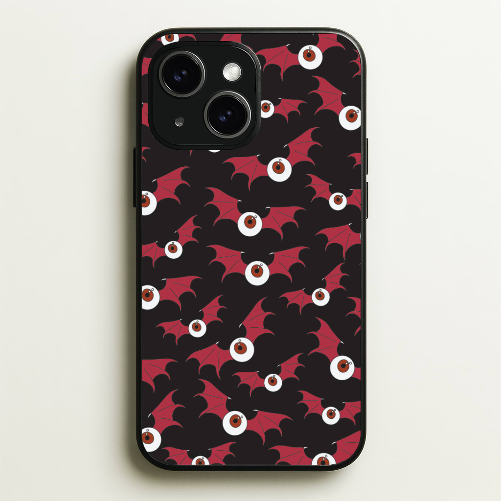 Red Bat Pattern Phone Case - iPhone 15 / Standard