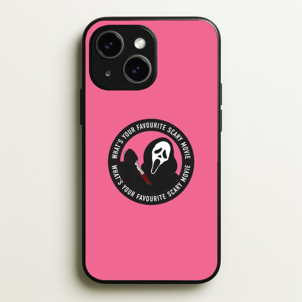 What's Your Favourite Scary Movie Badge Phone Case - iPhone 15 / Standard