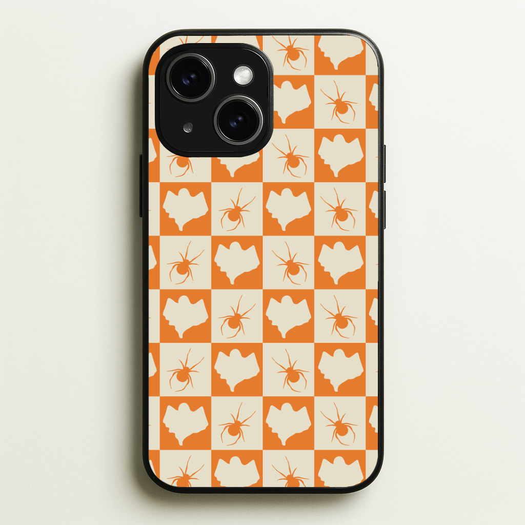 Spiders And Ghosts Checkered Pattern II Phone Case - iPhone 15 / Standard