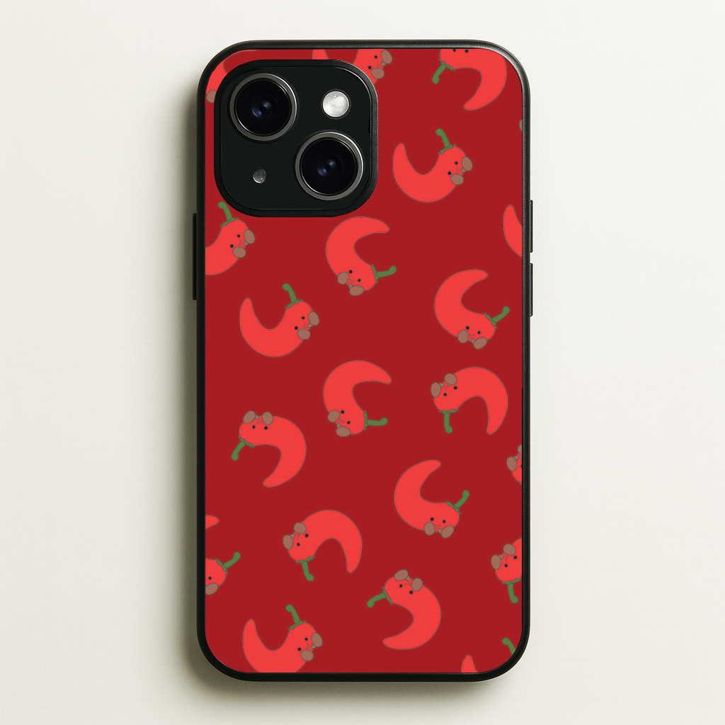 Red Chilli Pattern Phone Case - iPhone 15 / Standard