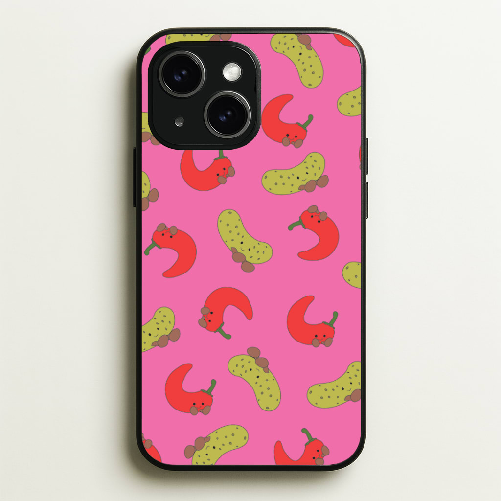 Red Chillis And Pickles Pattern Phone Case - iPhone 15 / Standard