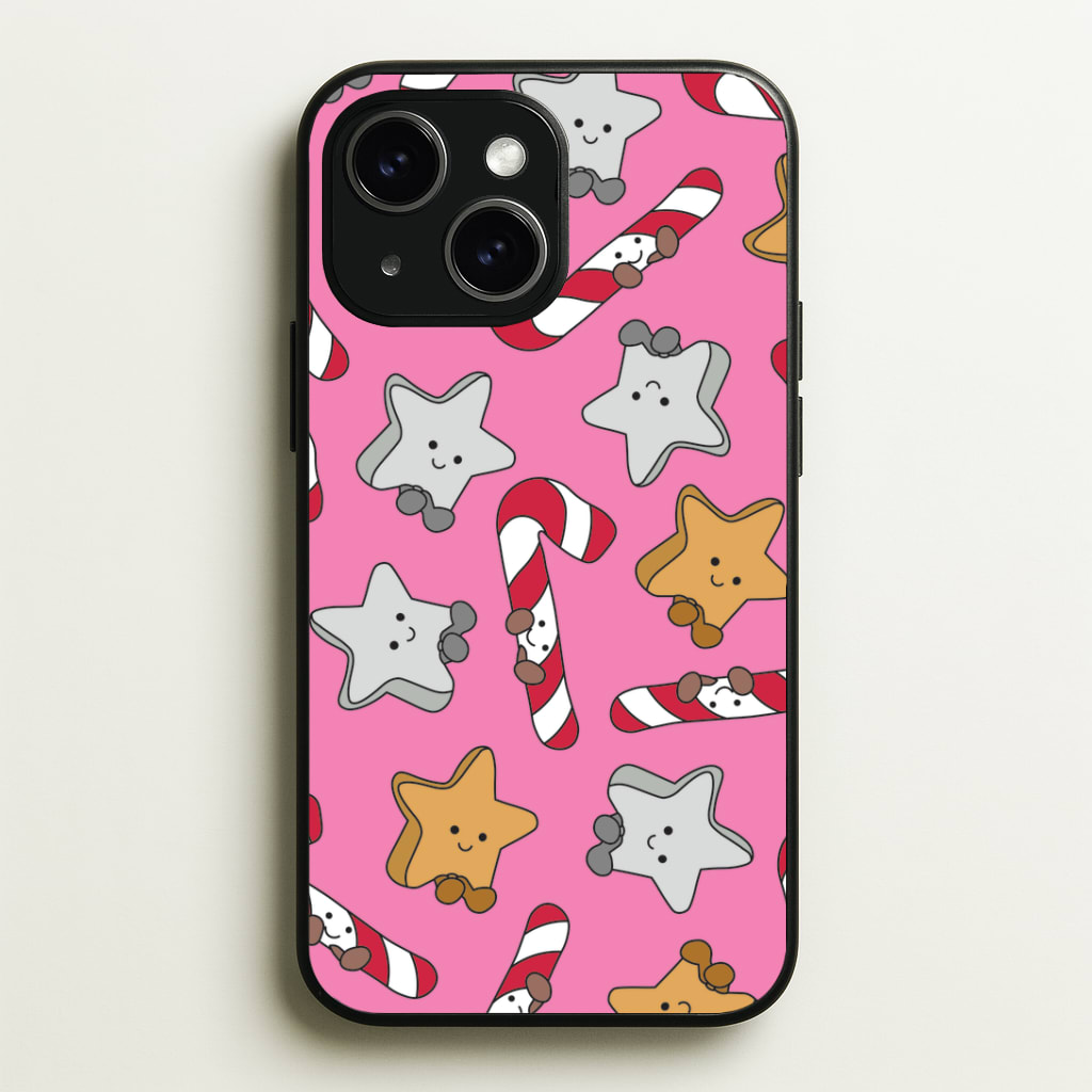 Pink Christmas Plushies Pattern Phone Case - iPhone 15 / Standard