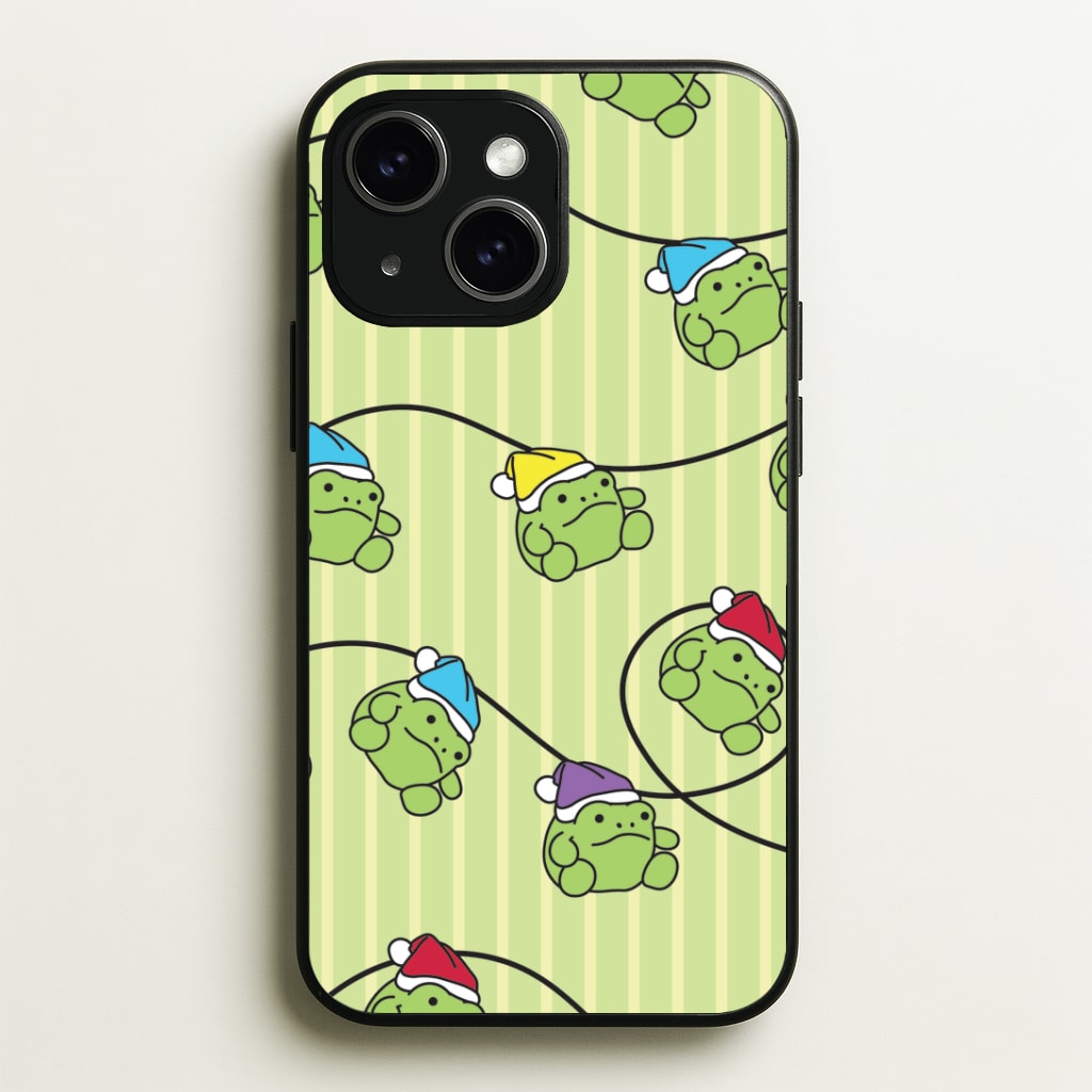 Christmas Frog Plush Fairylights Pattern Phone Case - iPhone 15 / Standard