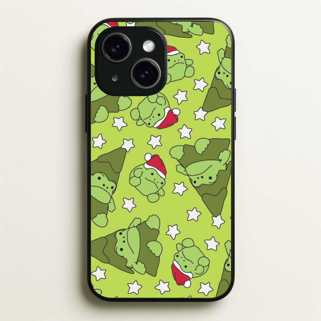 Christmas Frogs And Stars Plush Pattern Phone Case - iPhone 15 / Standard