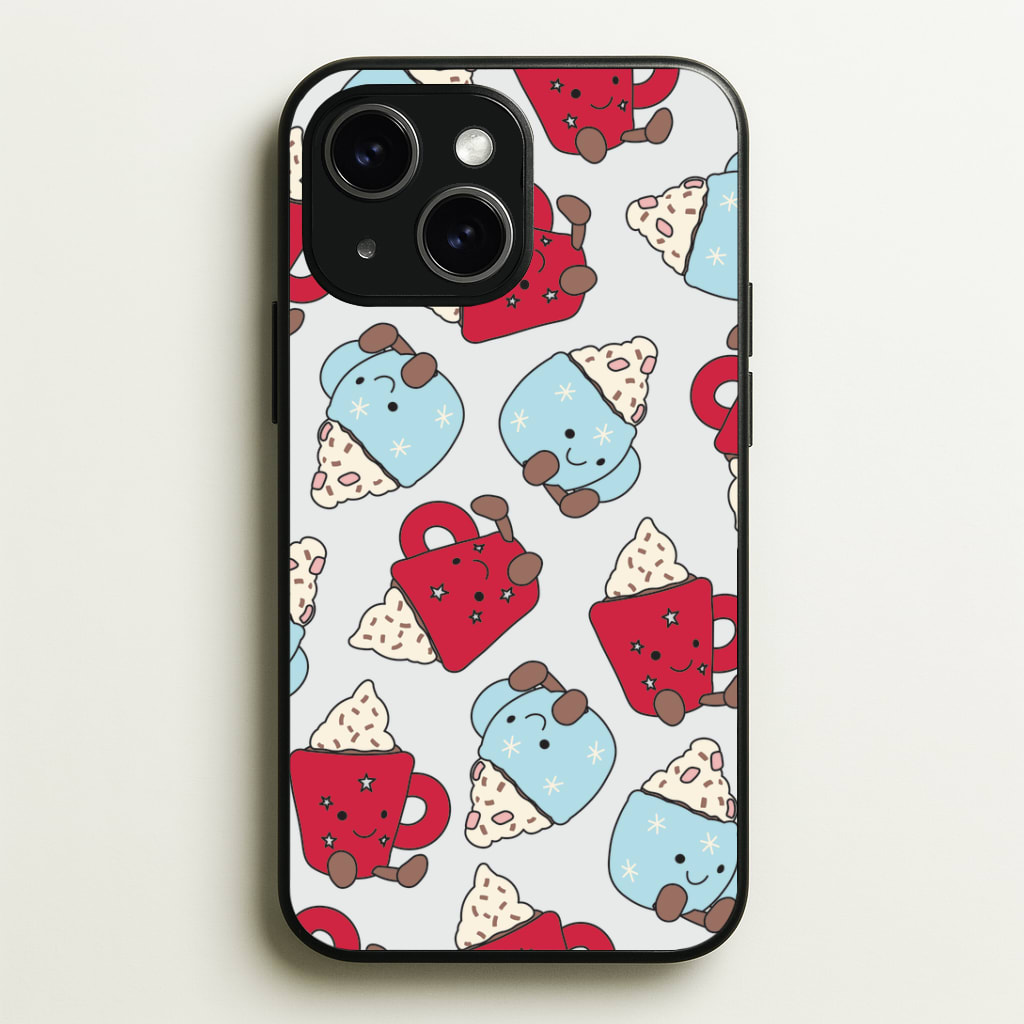 Christmas Drinks Plushies Pattern Phone Case - iPhone 15 / Standard
