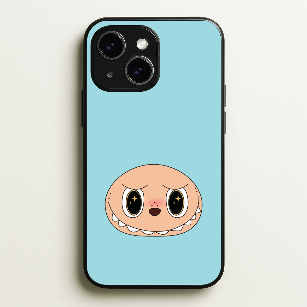 Cute Blue Monster Face Phone Case - iPhone 15 / Standard