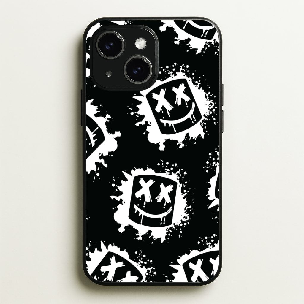 Black And White Helmet DJ Pattern Phone Case - iPhone 15 / Standard