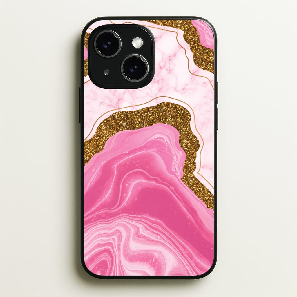 Marble Rock Veins And Glitter Phone Case - iPhone 15 / Standard