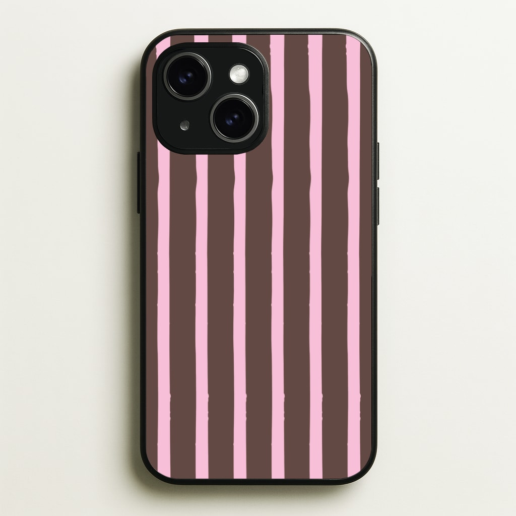 Chocolate & Strawberry Stripes Phone Case - iPhone 15 / Standard