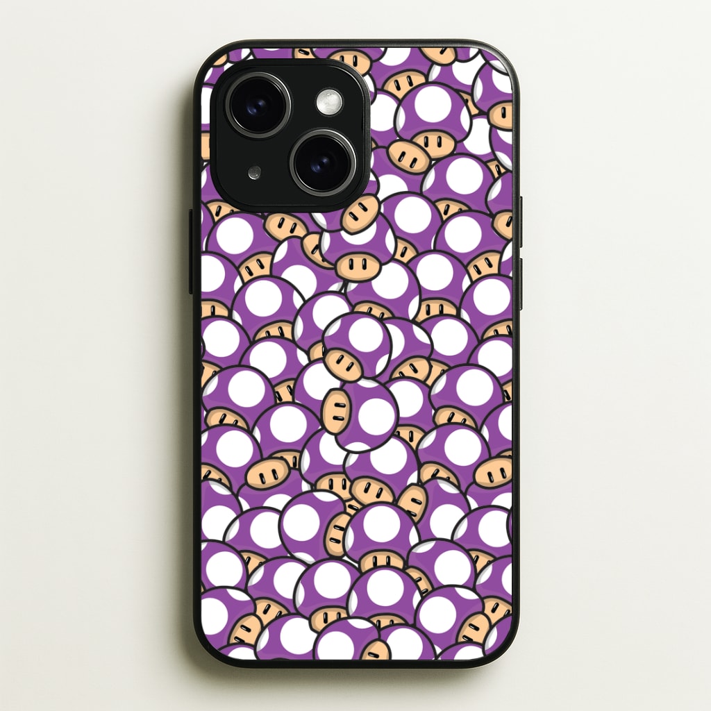 Mushroom Pattern - Purple Phone Case - iPhone 15 / Standard