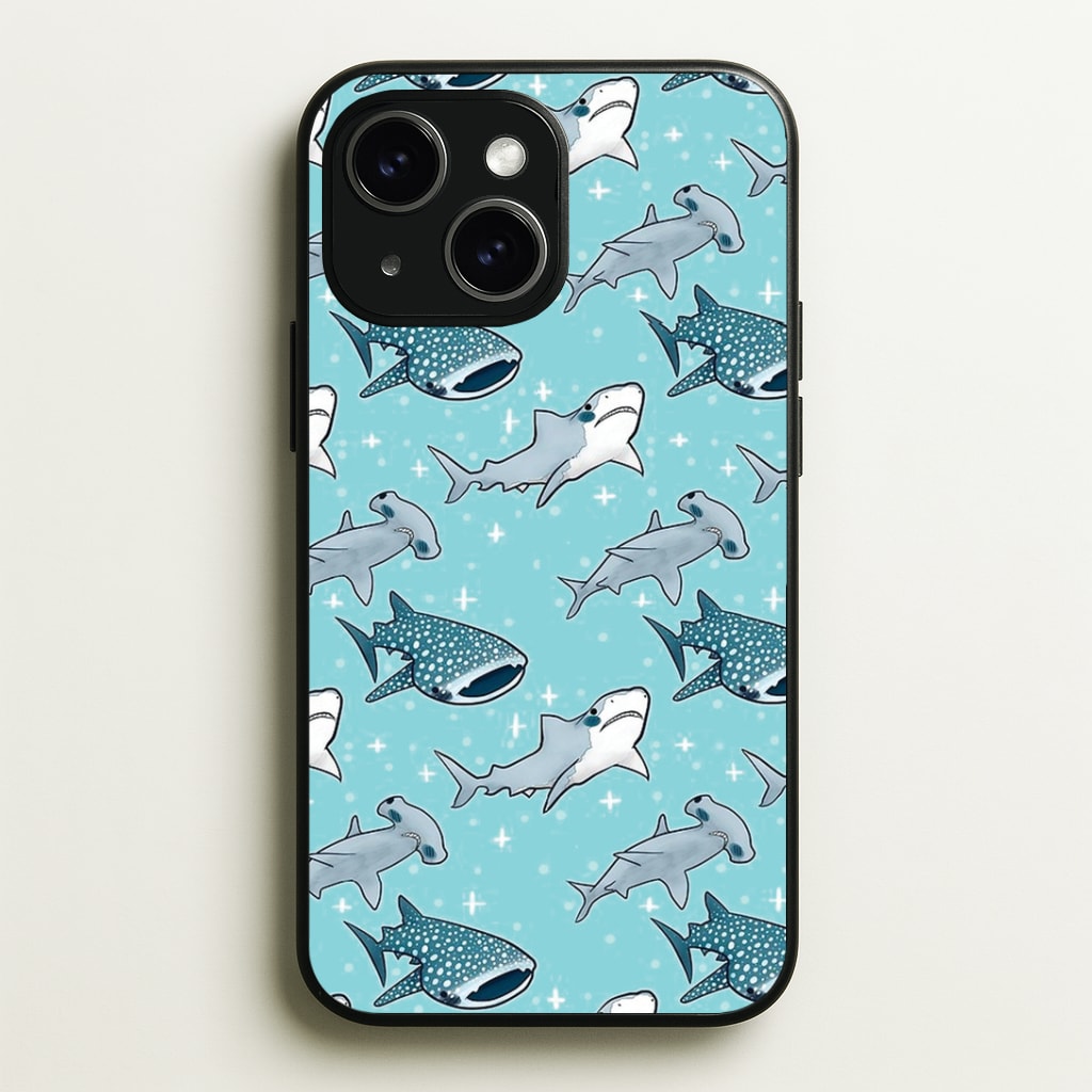 Shark Pattern Phone Case - iPhone 15 / Standard