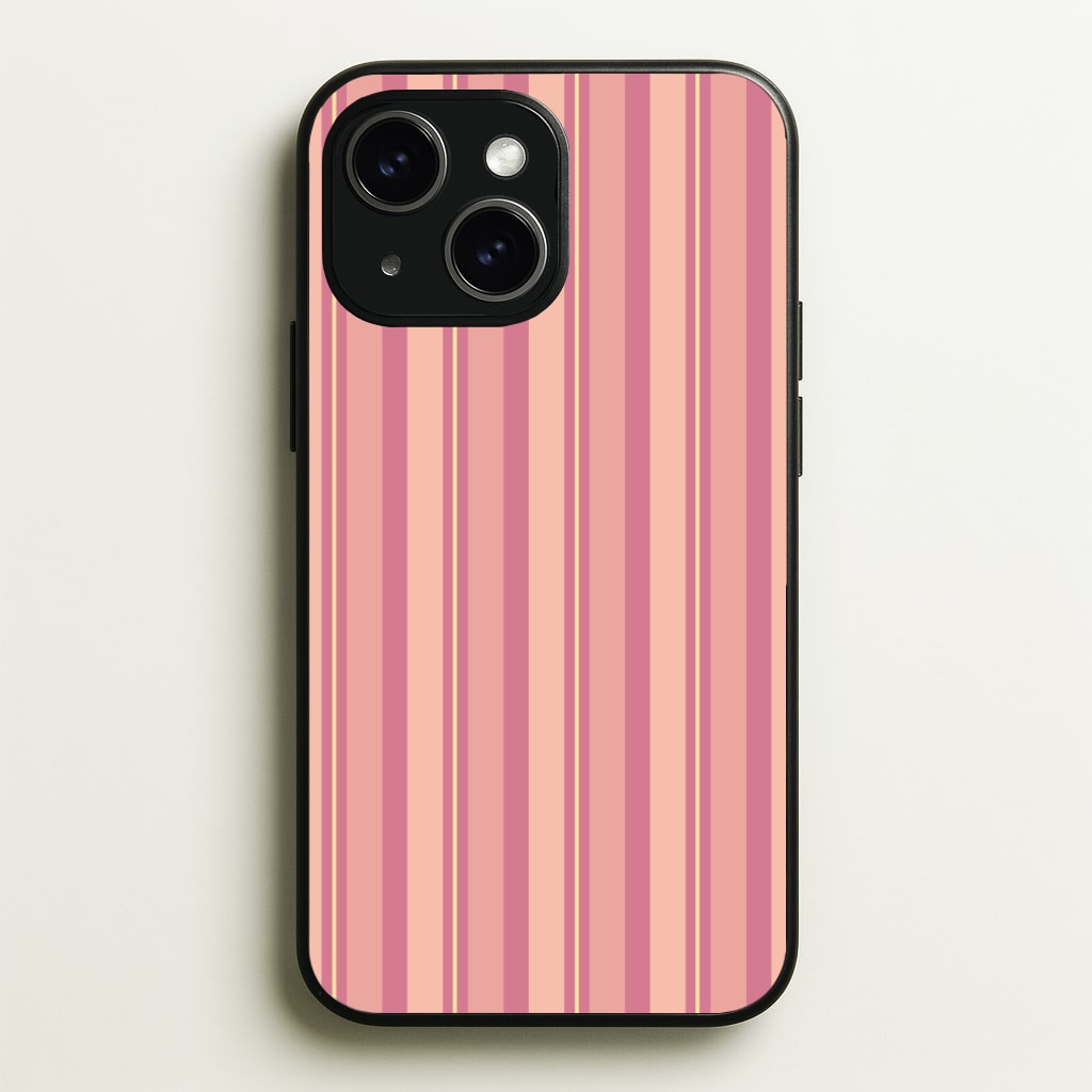 Pink And Yellow Stripes Phone Case - iPhone 15 / Standard
