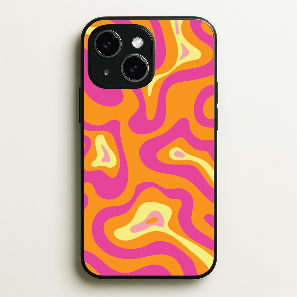 Orange And Pink Psychedelic Pattern Phone Case - iPhone 15 / Standard