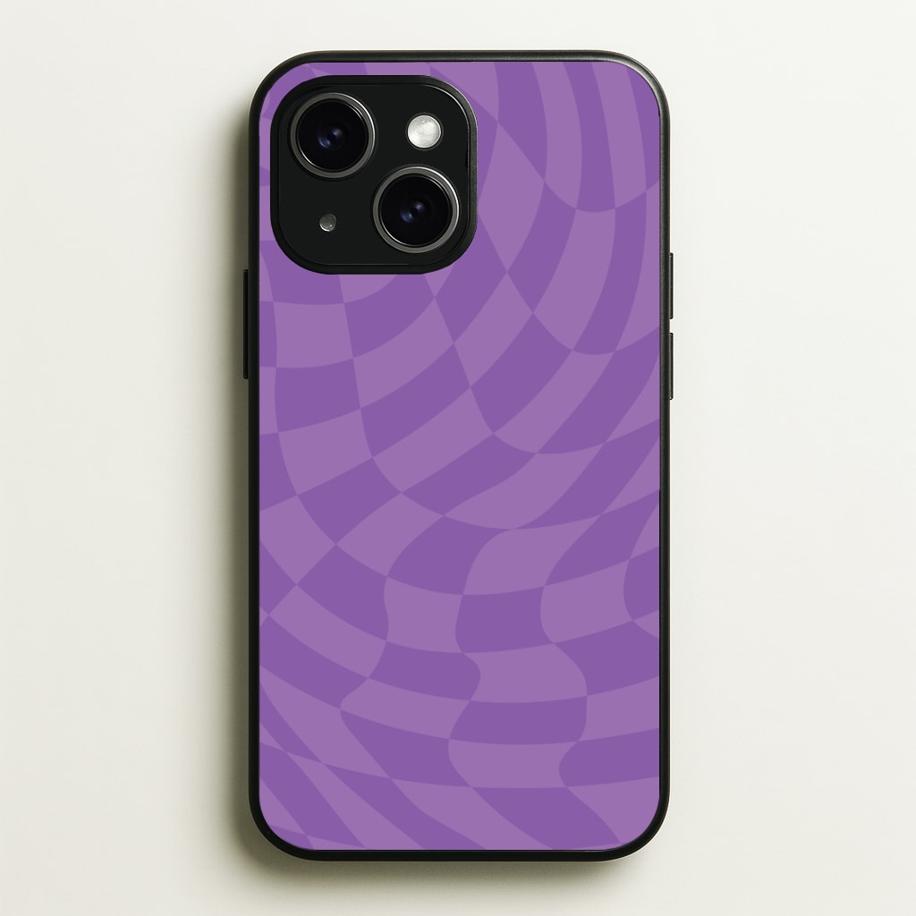 Purple Trippy Checkerboard Pattern Phone Case - iPhone 15 / Standard