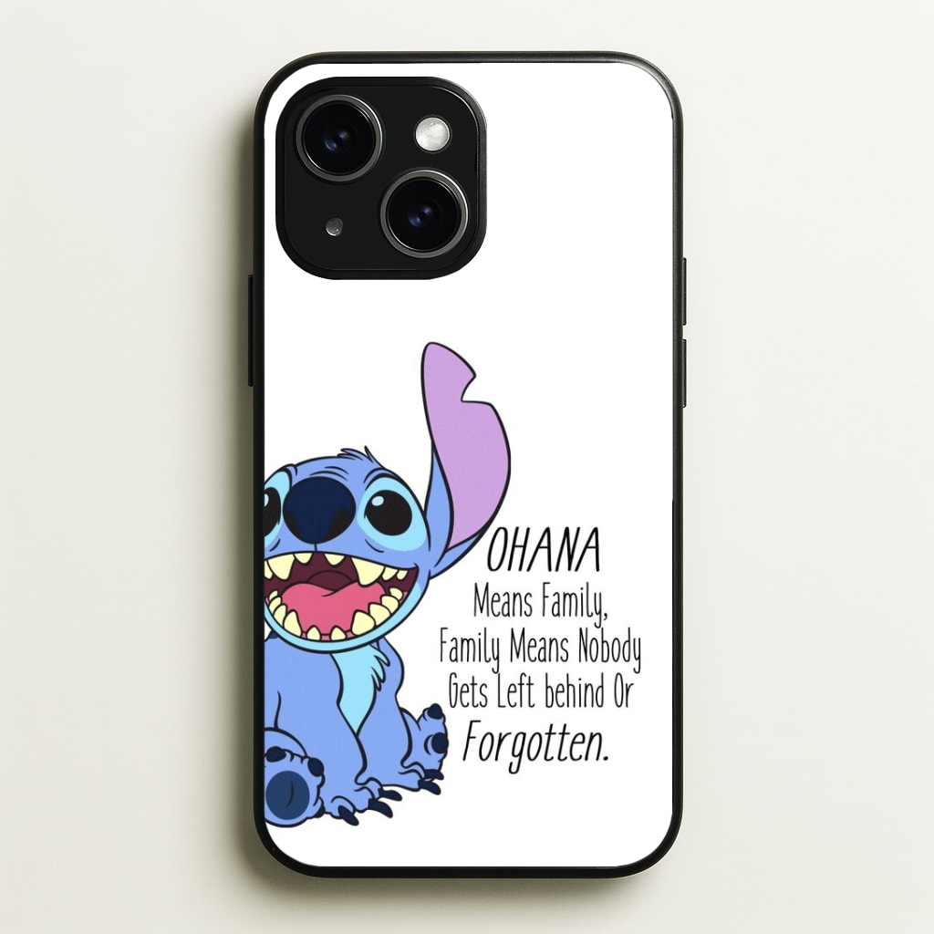 Ohana Means Family - Blue Alien Phone Case - iPhone 15 / Standard