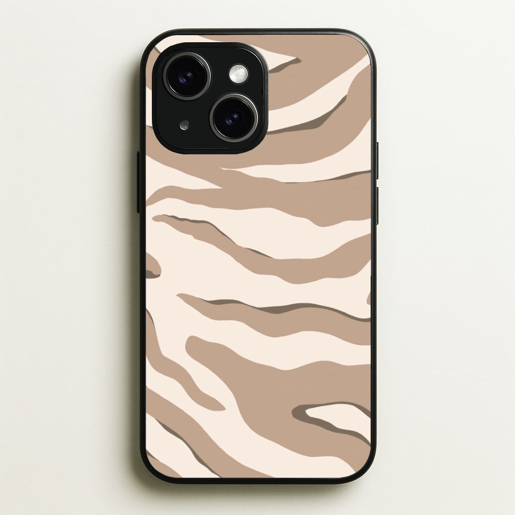 Neutral Tiger Print Phone Case - iPhone 15 / Standard