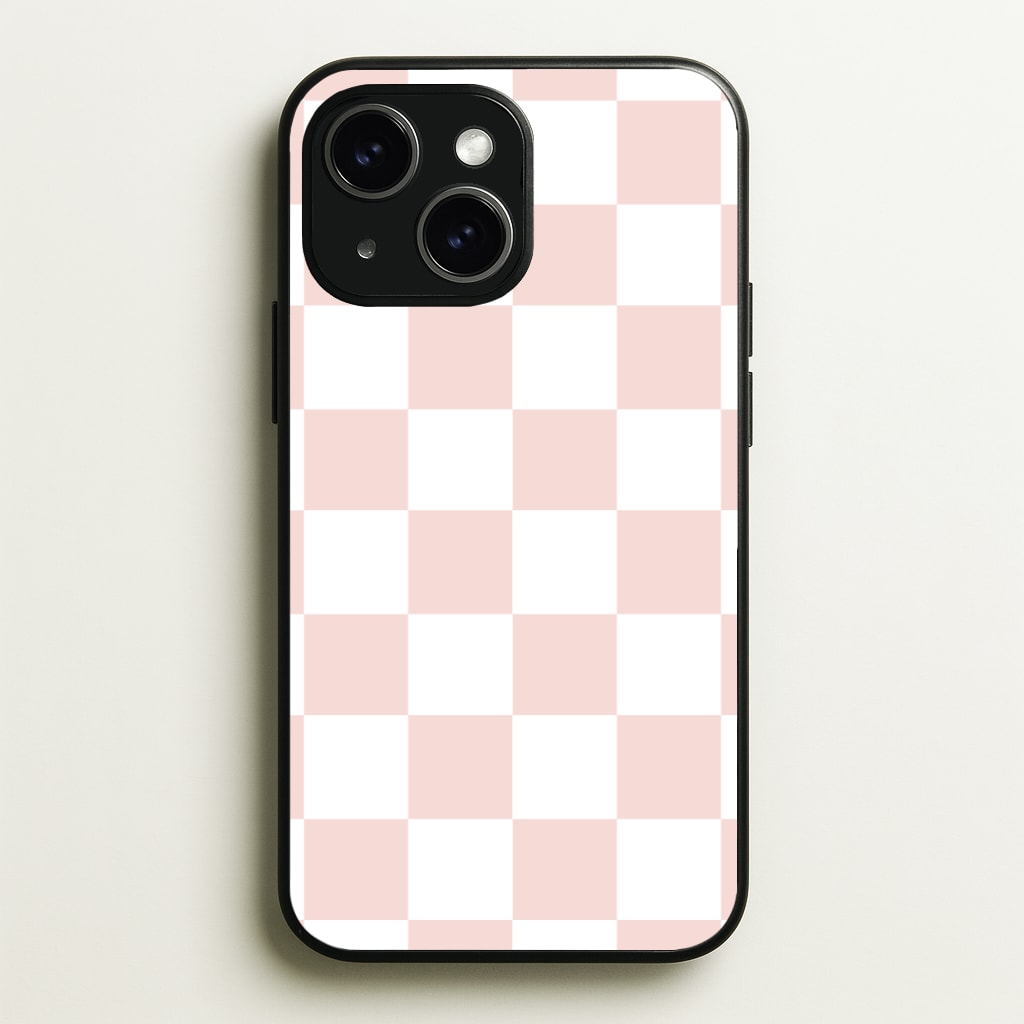 Pink And White Checkers Phone Case - iPhone 15 / Standard