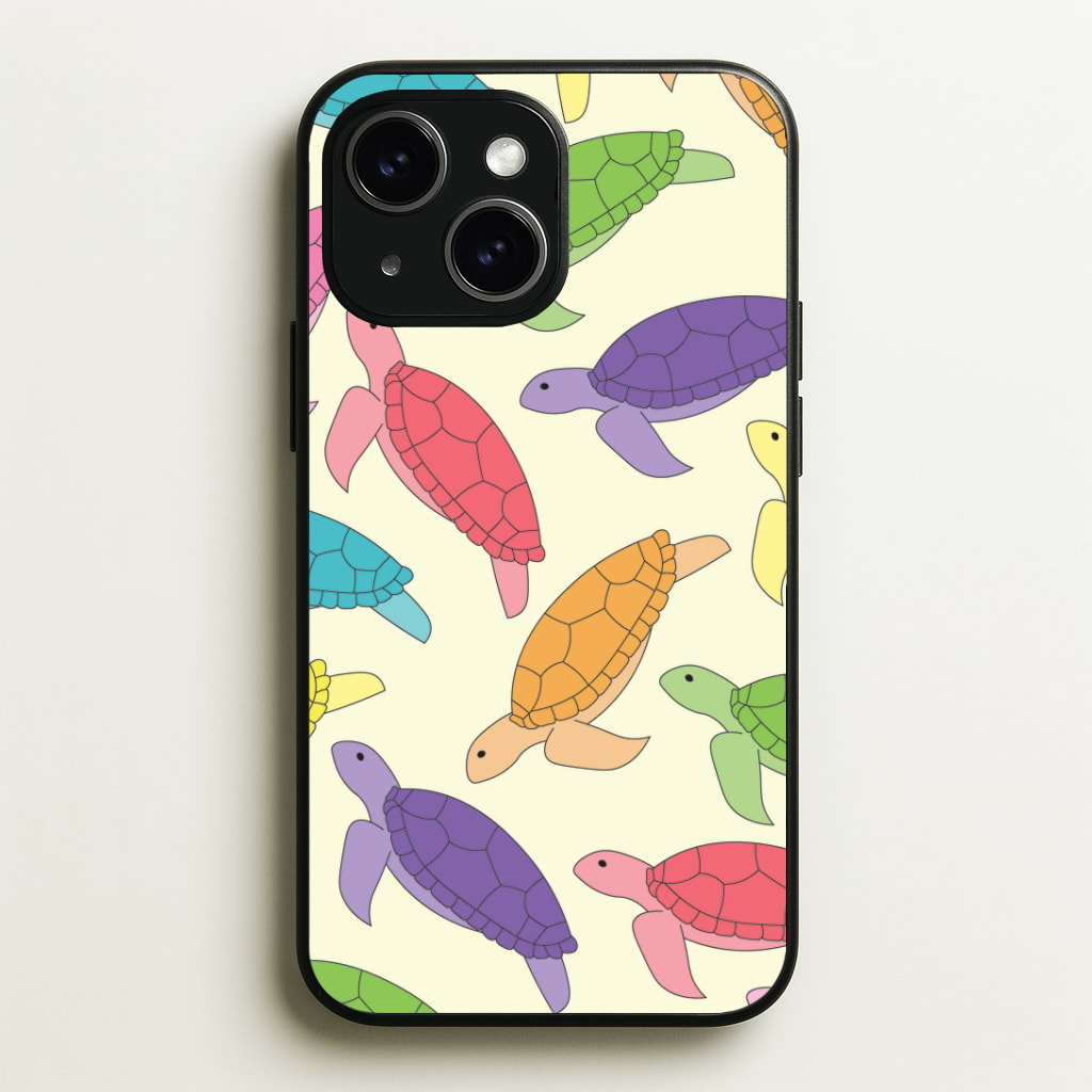 Multi Coloured Turtle Pattern - Sealife Phone Case - iPhone 15 / Standard