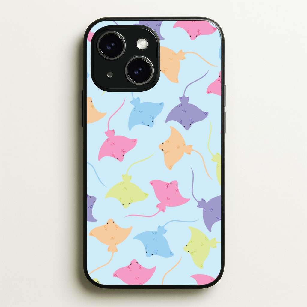 Multi Coloured Sting Ray Pattern - Sealife Phone Case - iPhone 15 / Standard