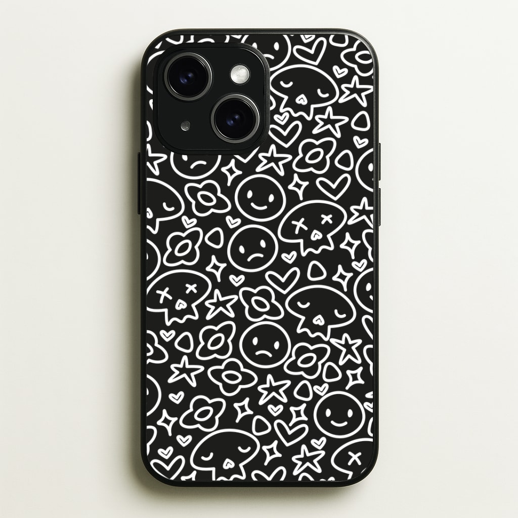 Black Skulls - Skate Aesthetic Phone Case - iPhone 15 / Standard