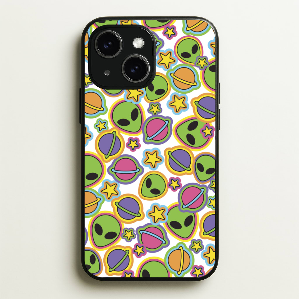 Colourful Aliens And Stars Phone Case - iPhone 15 / Standard