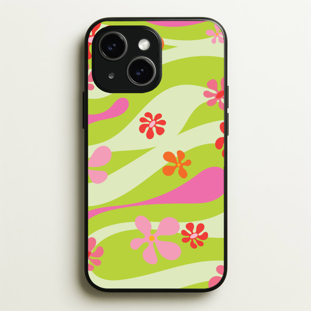 Retro Flowers Pattern Phone Case - iPhone 15 / Standard