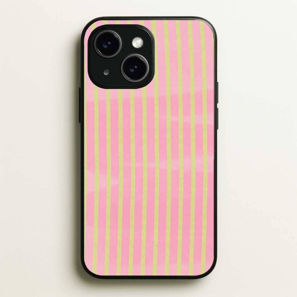 Pink Meadow Stripes Phone Case - iPhone 15 / Standard