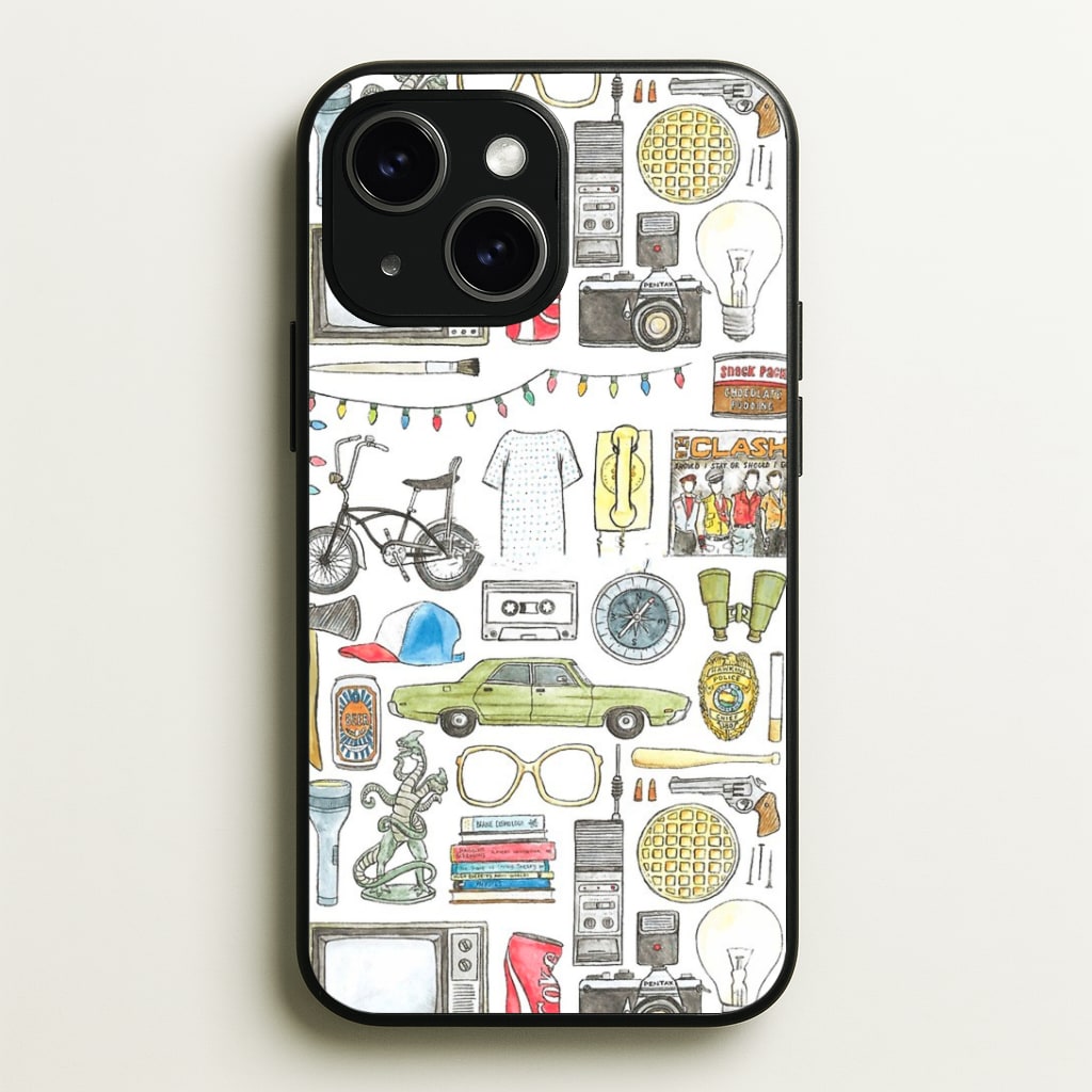 Stranger Objects Illustration Phone Case - iPhone 15 / Standard