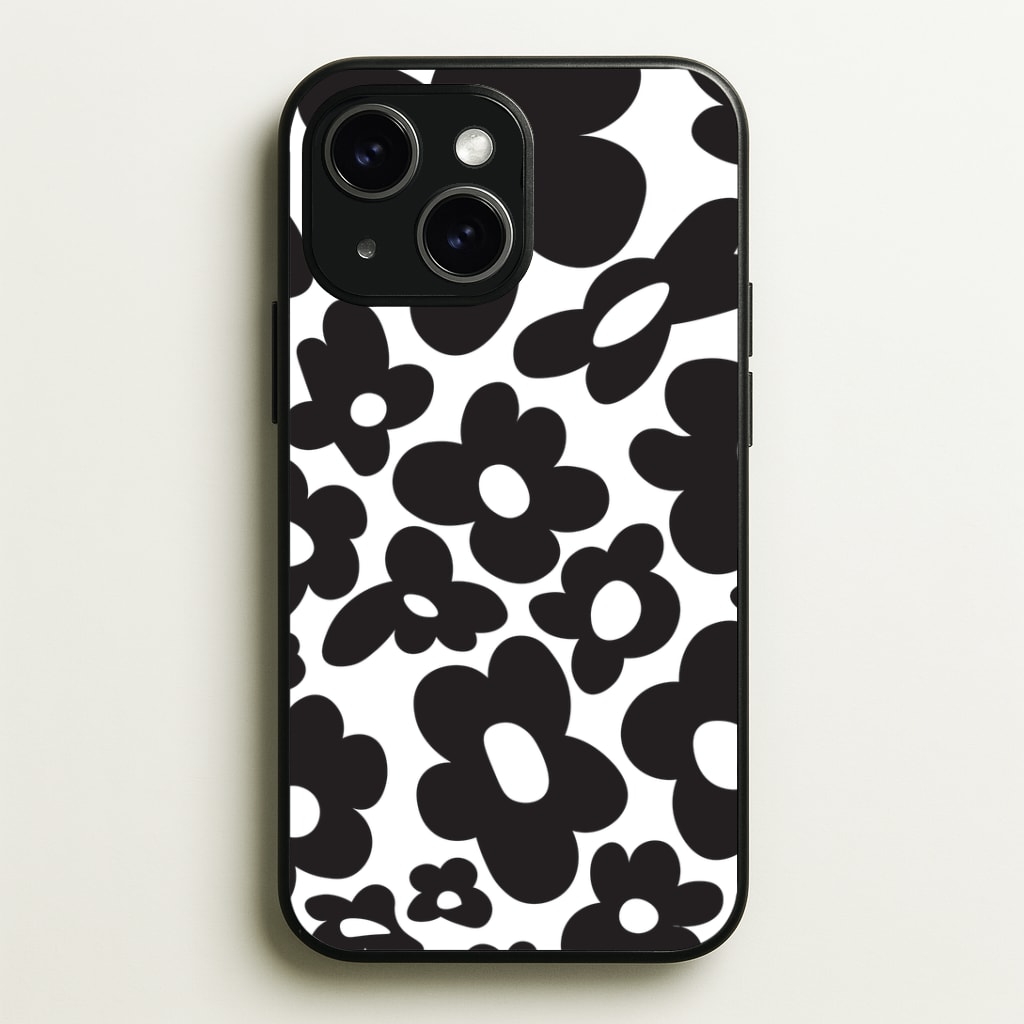 Black Flowers - Trippy Patterns Phone Case - iPhone 15 / Standard