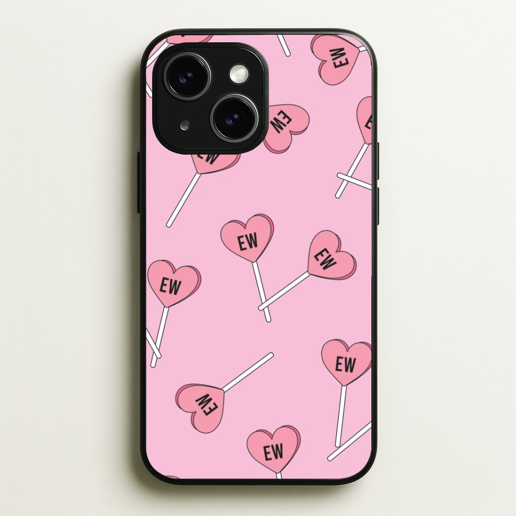 Ew Love Heart Lolipops Pattern Phone Case - iPhone 15 / Standard