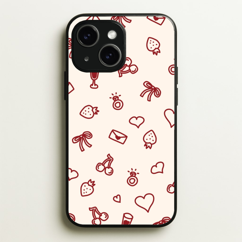 Valentines Doodles Phone Case - iPhone 15 / Standard