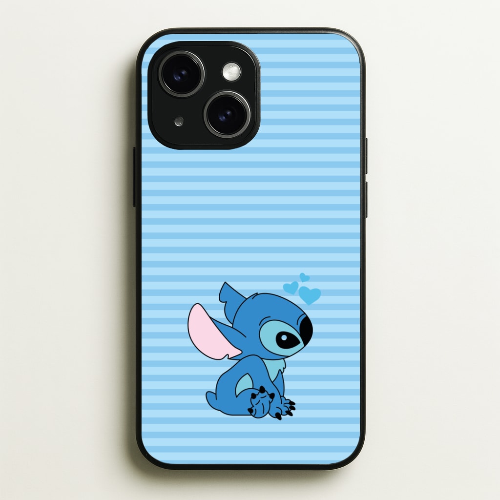 Blue Hearts Alien Blue Valentine's Phone Case - iPhone 15 / Standard