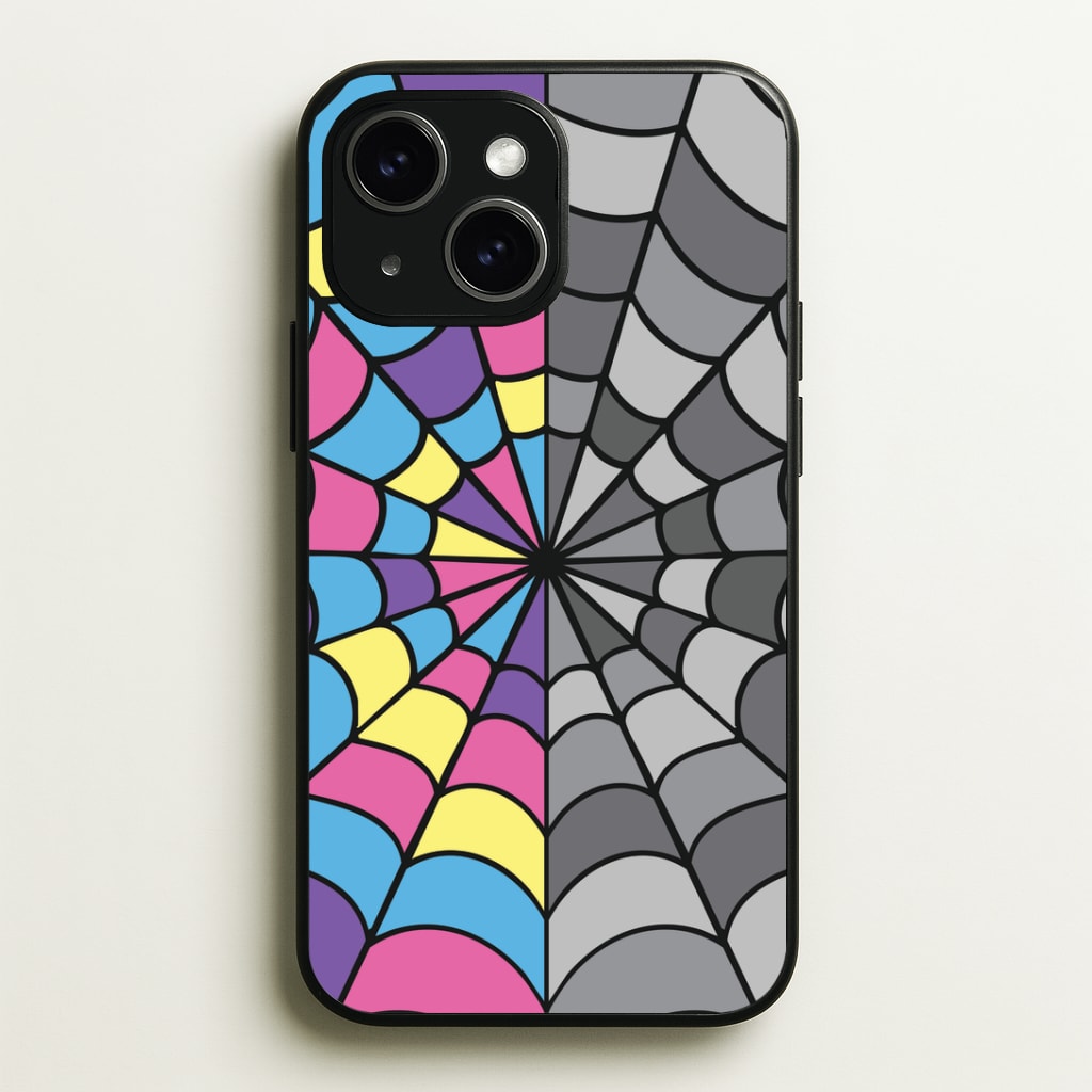 Colourful And Gray Spiderweb Phone Case - iPhone 15 / Standard