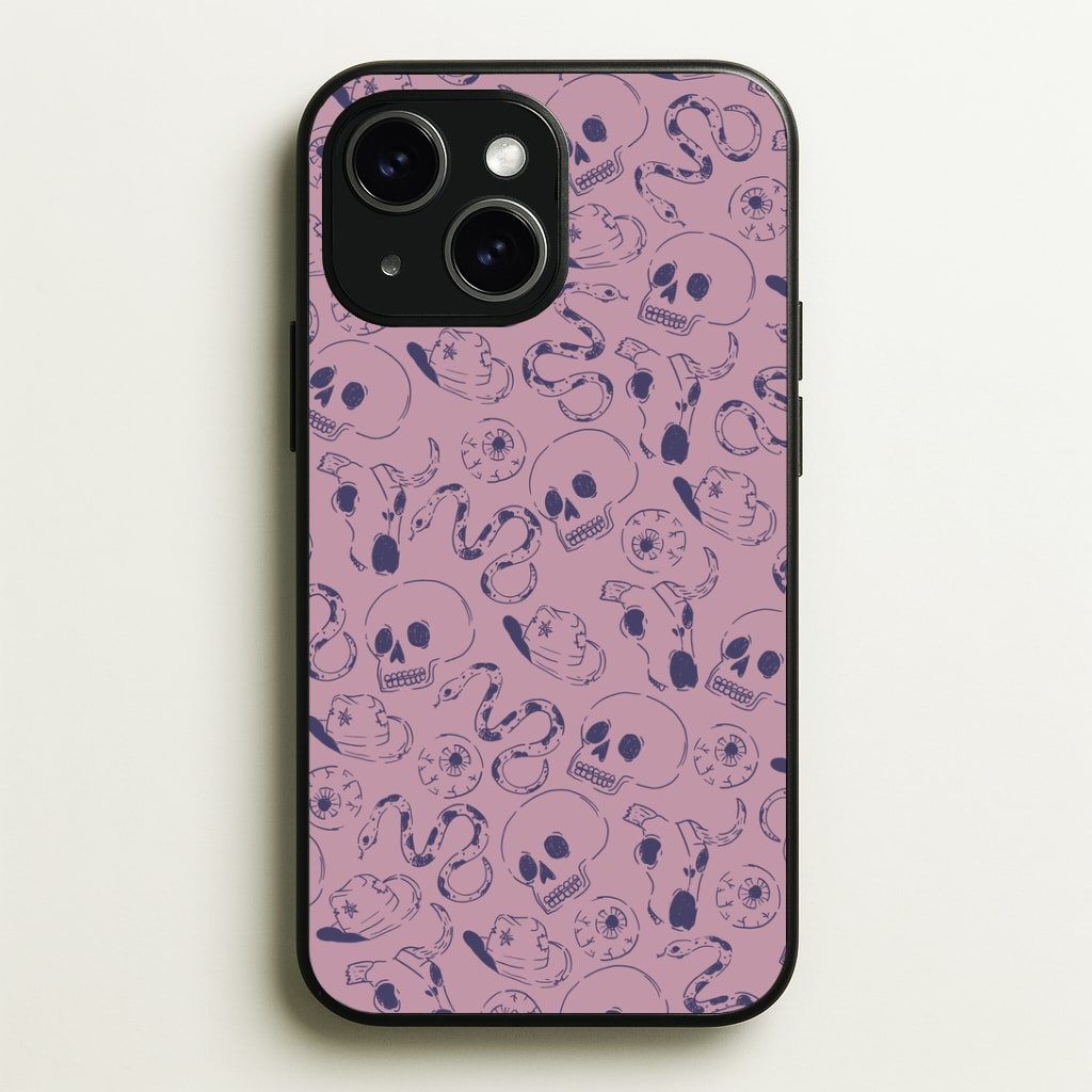 Purple Snakes And Skulls - Western Phone Case - iPhone 15 / Standard