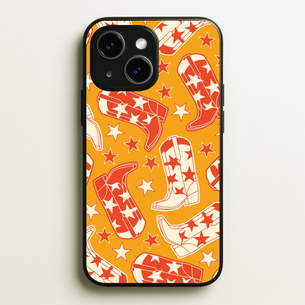 Cartoon Cowboy Boots And Stars Pattern Phone Case - iPhone 15 / Standard