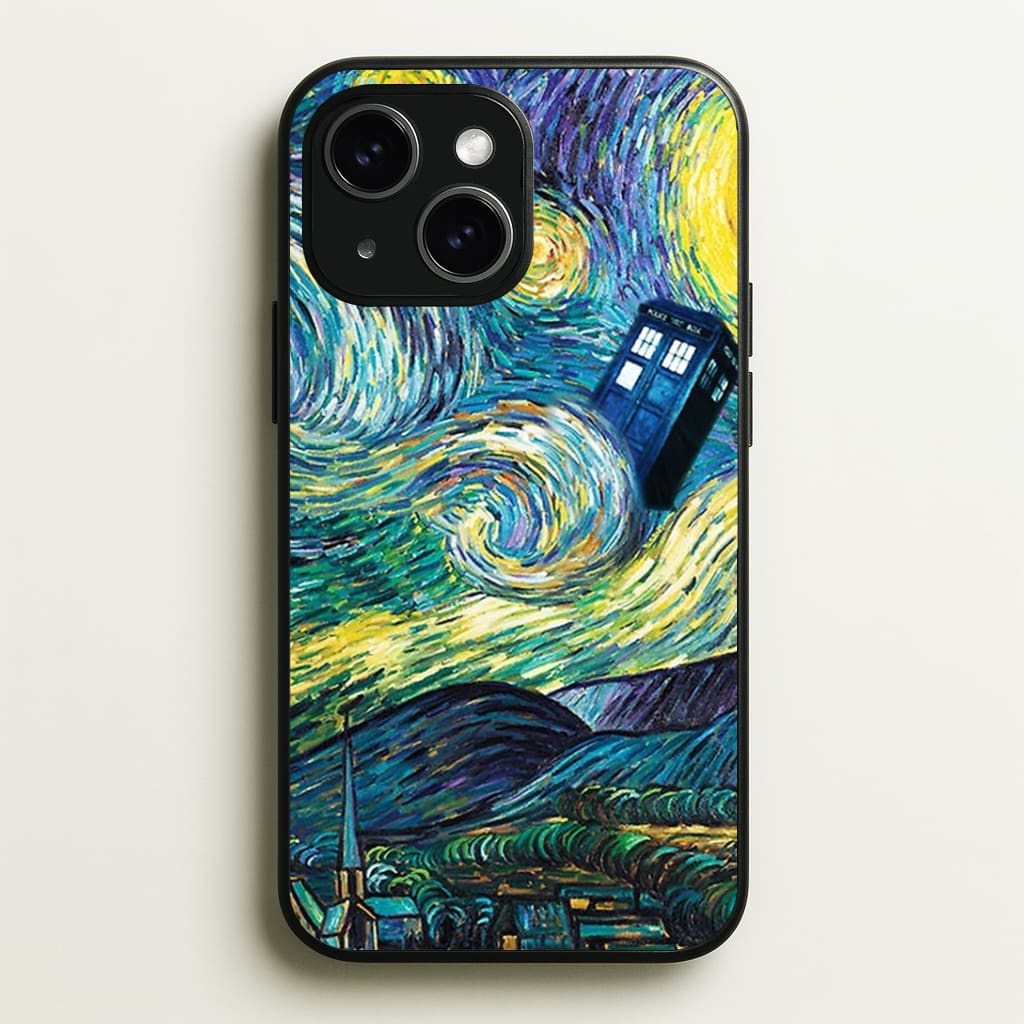 Starry Night Tardis Phone Case - iPhone 15 / Standard