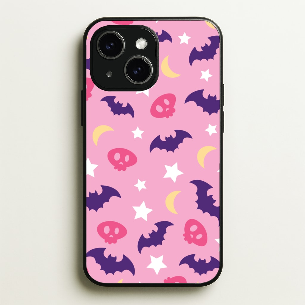Skull, Bats And Stars Pattern Phone Case - iPhone 15 / Standard